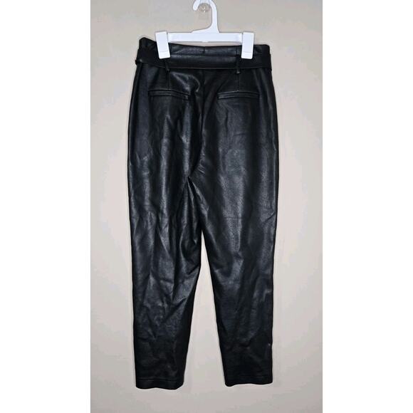 Vintage BCBG Maxazria High Rise Buckle Belt Leather Pants Black Size Extra Small - Picture 2 of 6